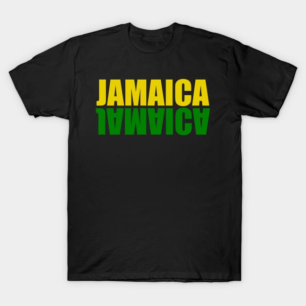 Jamaica mirrored in the colors of the Jamaican flag black green and gold T-Shirt by Artonmytee